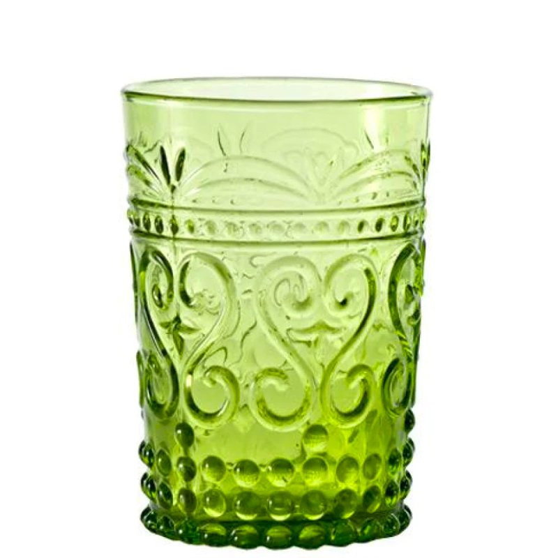 27 Cl Zafferano Provenzale Bicchiere Acqua Romantico In Rilievo In Vetro Set 6 Pezzi