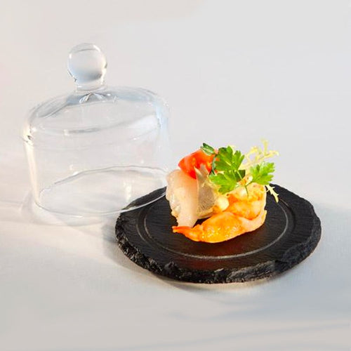 10 5 Cm Aps Piatto Presentazione In Ardesia Con Cloche In Vetro