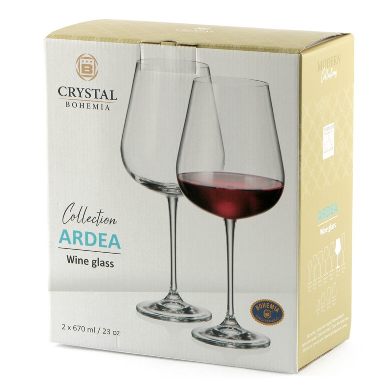 67 Cl Crystalex Bohemia Ardea Calice Vino Rosso In Vetro Set 2 Pezzi