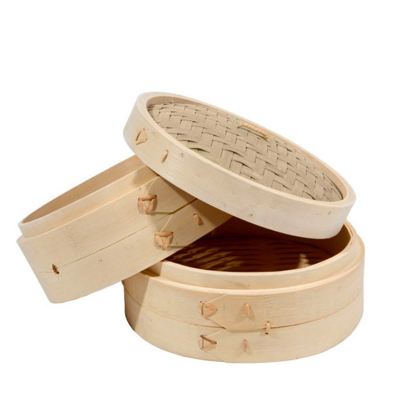 Ilsa Cuocivapore A 2 Ripiani In Bamboo Con Coperchio