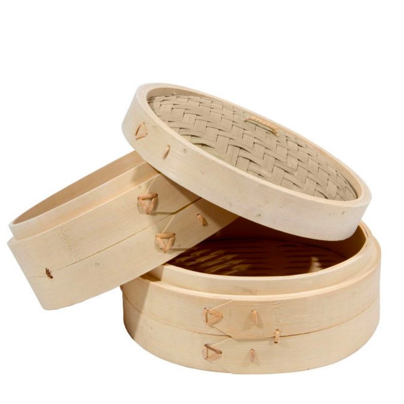 Ilsa Cuocivapore A 2 Ripiani In Bamboo Con Coperchio