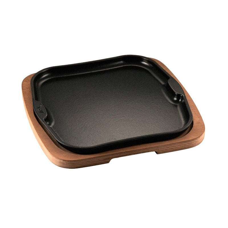 25X25 Cm Ilsa Gourmet Piatto In Ghisa Con Supporto In Legno
