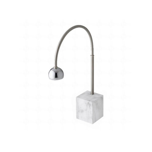 Essentia Leonardo Aside Lampada Da Tavolo In Acciaio Con Base Effetto Marmo Bianco