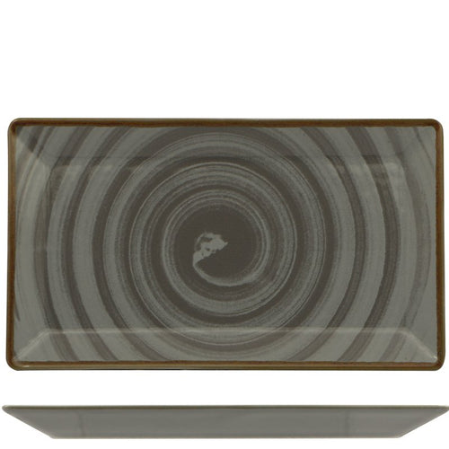 29X17 5 Cm Saturnia Vortex Piatto Vassoio Rettangolare In Porcellana Set 6 Pz