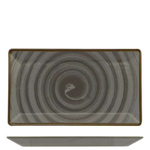 26X15 Cm Saturnia Vortex Piatto Vassoio Rettangolare In Porcellana Set 10 Pz