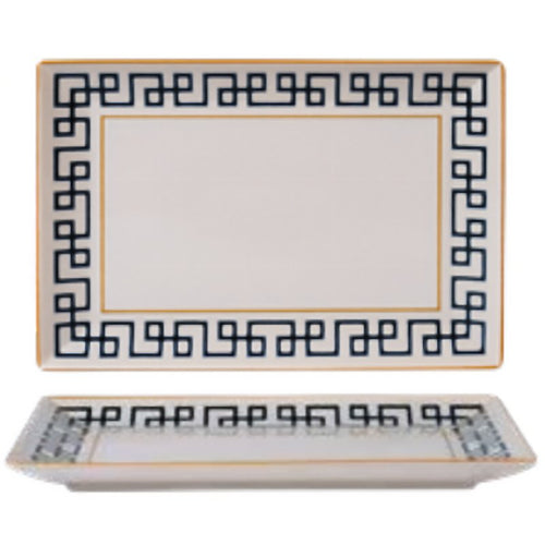 30X20 Cm Dedalo Piatto Vassoio Rettangolare In Porcellana Set 6 Pz