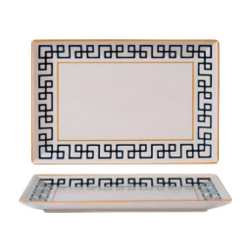 25X15 Cm Dedalo Piatto Vassoio Rettangolare In Porcellana Set 6 Pz
