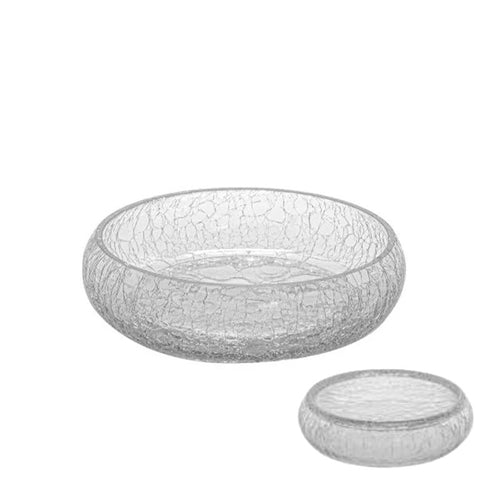 24 Cm Crackle Piatto Presentazione Piano Fondo In Vetro Set 6 Pz