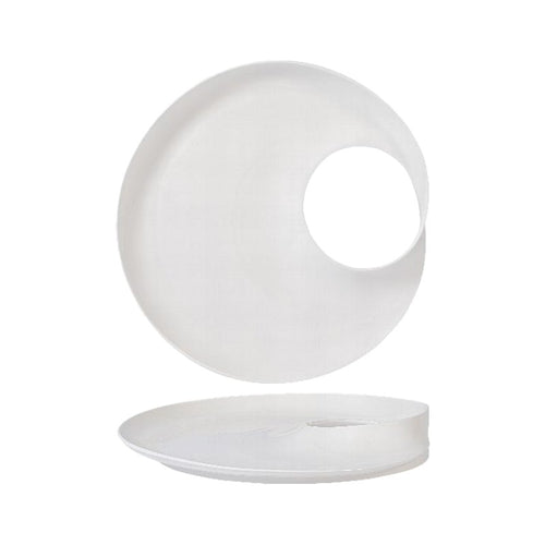 30 Cm Essentia Magnesium Hole Piatto Presentazione Rotondo In Porcellana Set 2 Pz