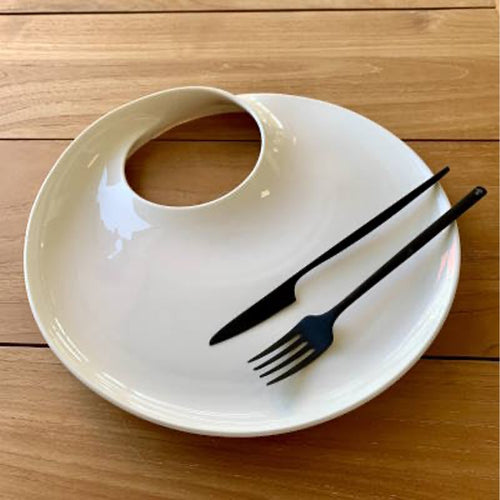 30 Cm Essentia Magnesium Hole Piatto Presentazione Rotondo In Porcellana Set 2 Pz