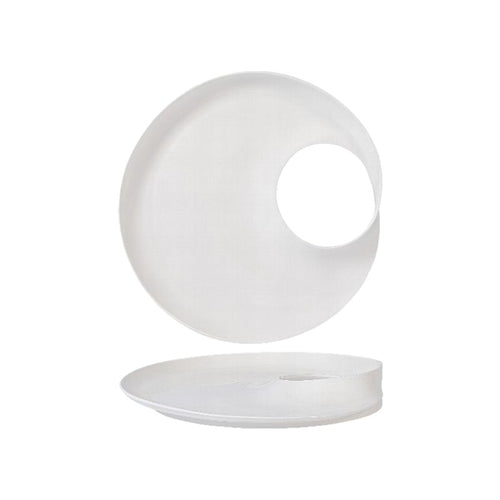 26 Cm Essentia Magnesium Hole Piatto Presentazione Rotondo In Porcellana Set 2 Pz