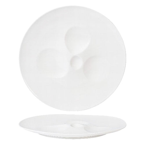 26X26 5 Cm Essentia Magnesium Moon Piatto Presentazione Irregolare In Porcellana Set 2 Pz