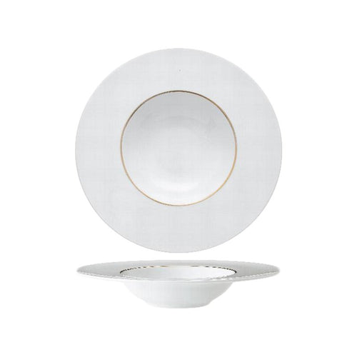27 Cm Essentia Ligne D Or Piatto Pasta In Porcellana Set 6 Pz
