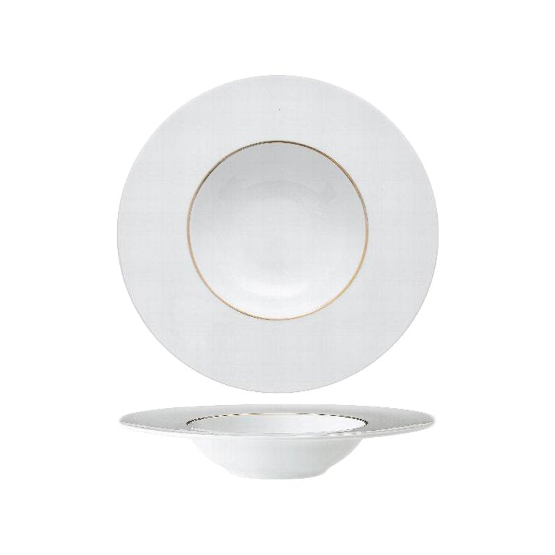27 Cm Essentia Ligne D Or Piatto Pasta In Porcellana Set 6 Pz