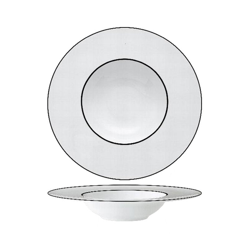 27 Cm Essentia Ligne Noir Piatto Pasta In Porcellana Set 6 Pz