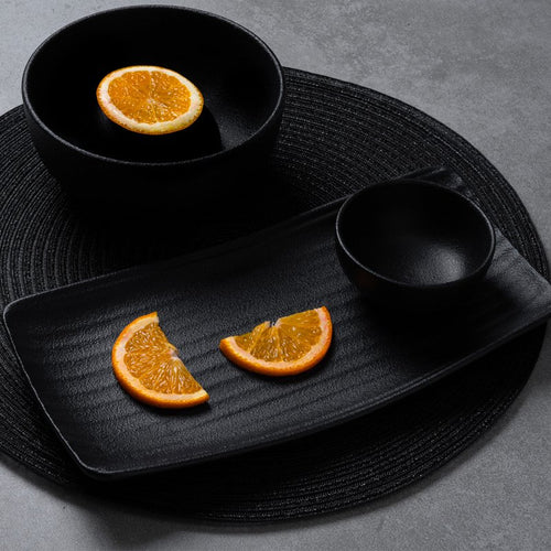 24X13 Cm Ariane Black Dazzle Piatto Vassoio Rettangolare In Porcellana Set 12 Pz