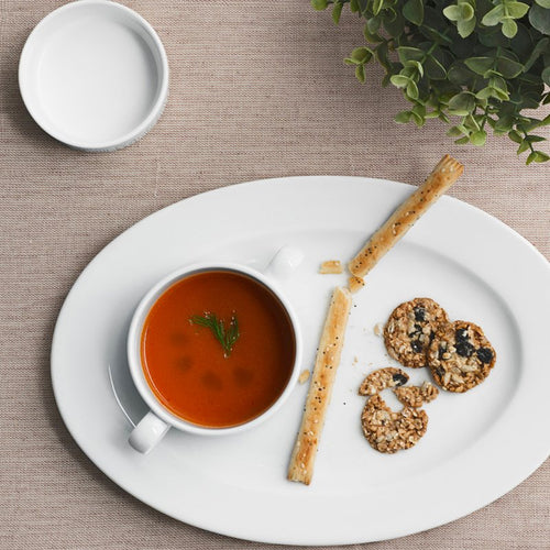 45X31 5 Cm Ariane Prime Piatto Vassoio Ovale In Porcellana Set 3 Pz