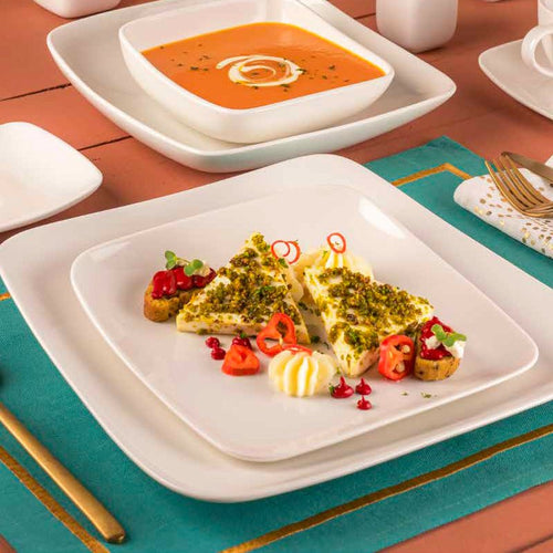 27X27 Cm Ariane Vital Square Piatto Piano In Porcellana Set 12 Pz