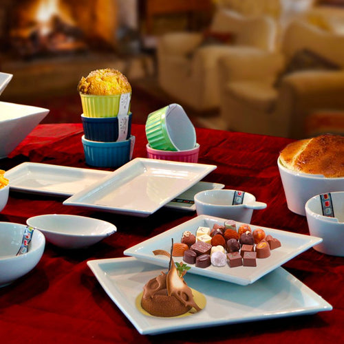 31X13 7 Cm Lioness Justwhite Piatto Presentazione Rettangolare In Porcellana Set 4 Pz