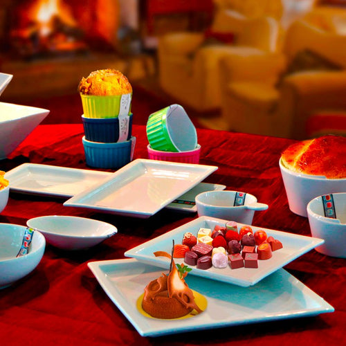 27X14 Cm Lioness Justwhite Piatto Vassoio Rettangolare In Porcellana Set 6 Pz