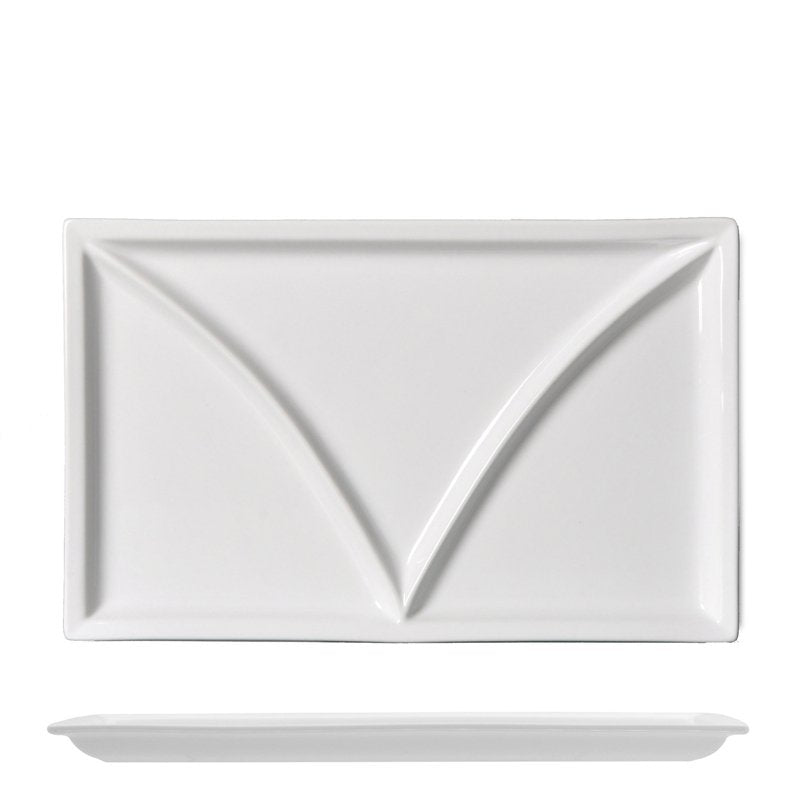 36X22 Cm Lioness Justwhite Piatto Vassoio Rettangolare In Porcellana Set 2 Pz