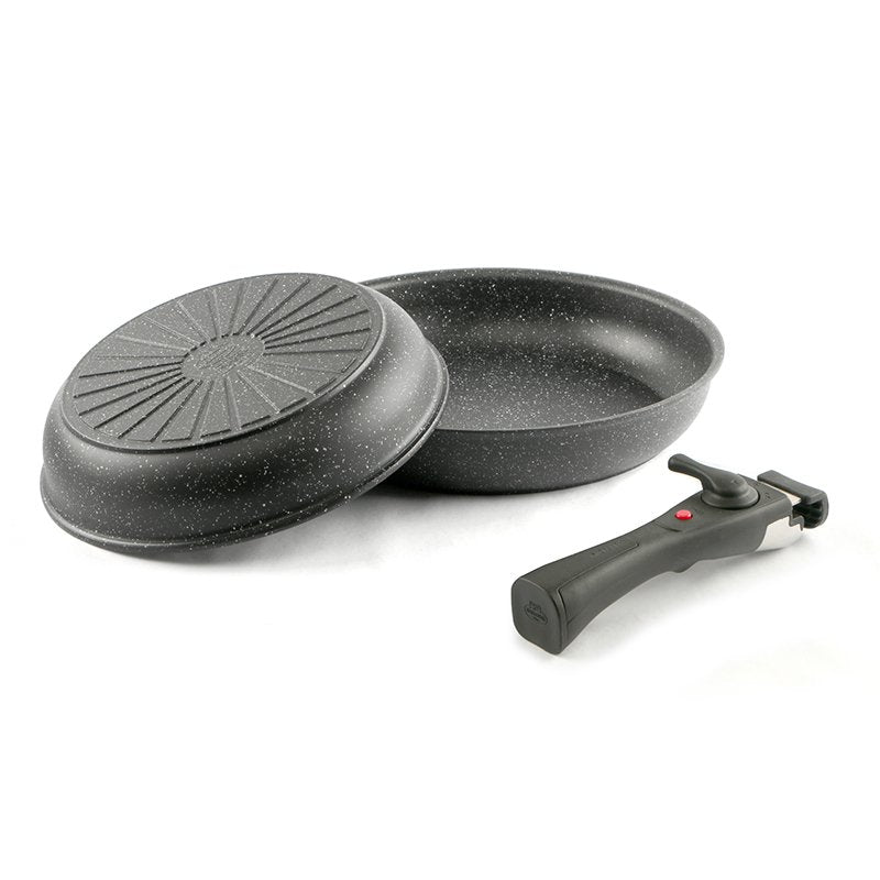 Ballarini Bolzano Set Padelle Antiaderente In Alluminio Con Manico Removibile Set 3 Pz
