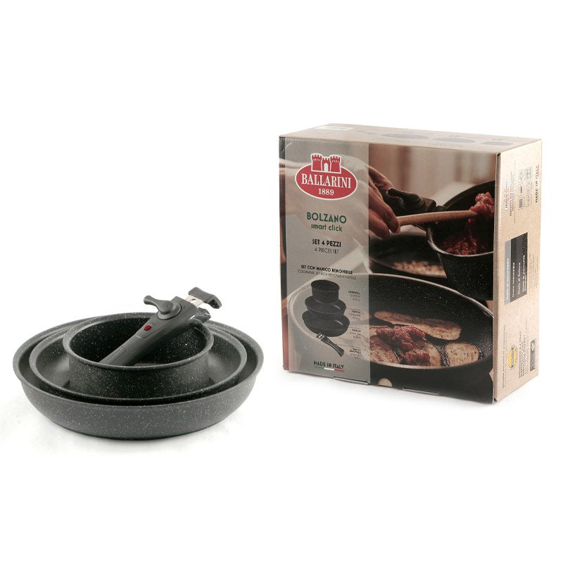 Ballarini Bolzano Set Padelle Antiaderente In Alluminio Con Manico Removibile Set 4 Pz