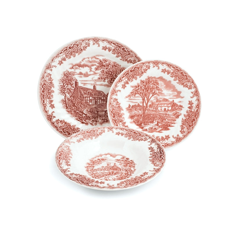 Churchill James Sadler And Sons Brookpink Servizio Piatti In Terracotta Set 18 Pz