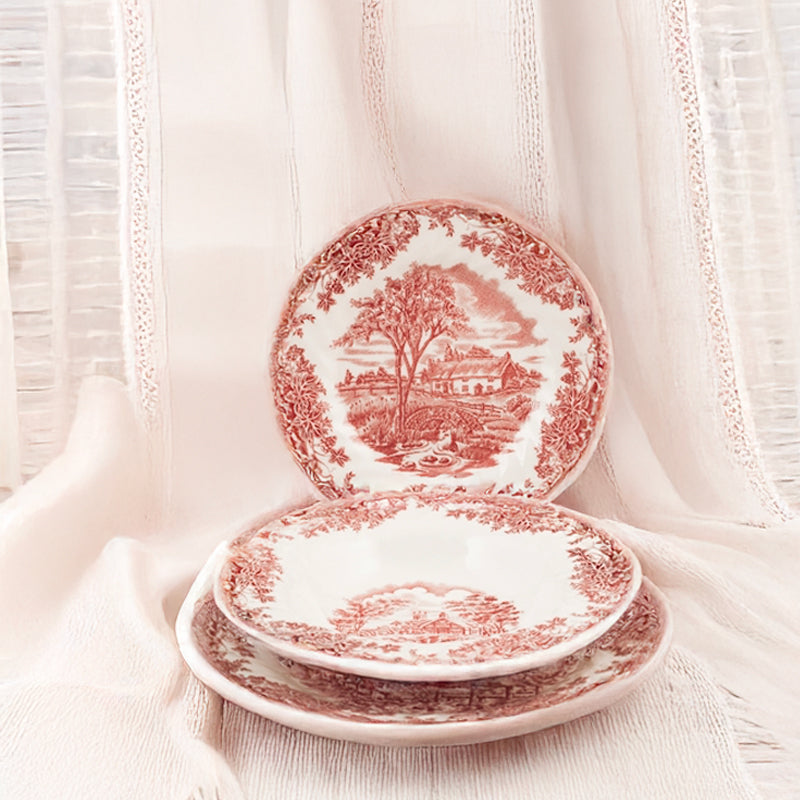 Churchill James Sadler And Sons Brookpink Servizio Piatti In Terracotta Set 18 Pz