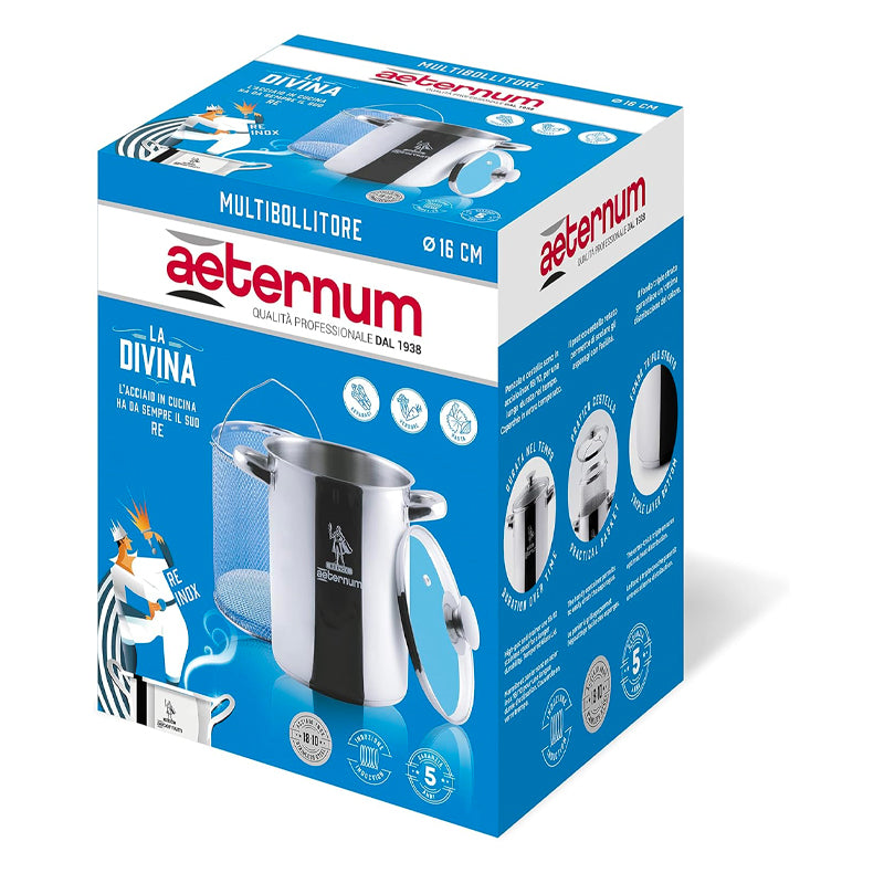 16 Cm Aeternum La Divina Reinox Pentola Alta Asparagera Con Coperchio In Acciaio Inox