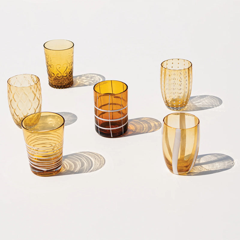 Zafferano Melting Pot Bicchiere Acqua In Vetro Set 6 Pezzi