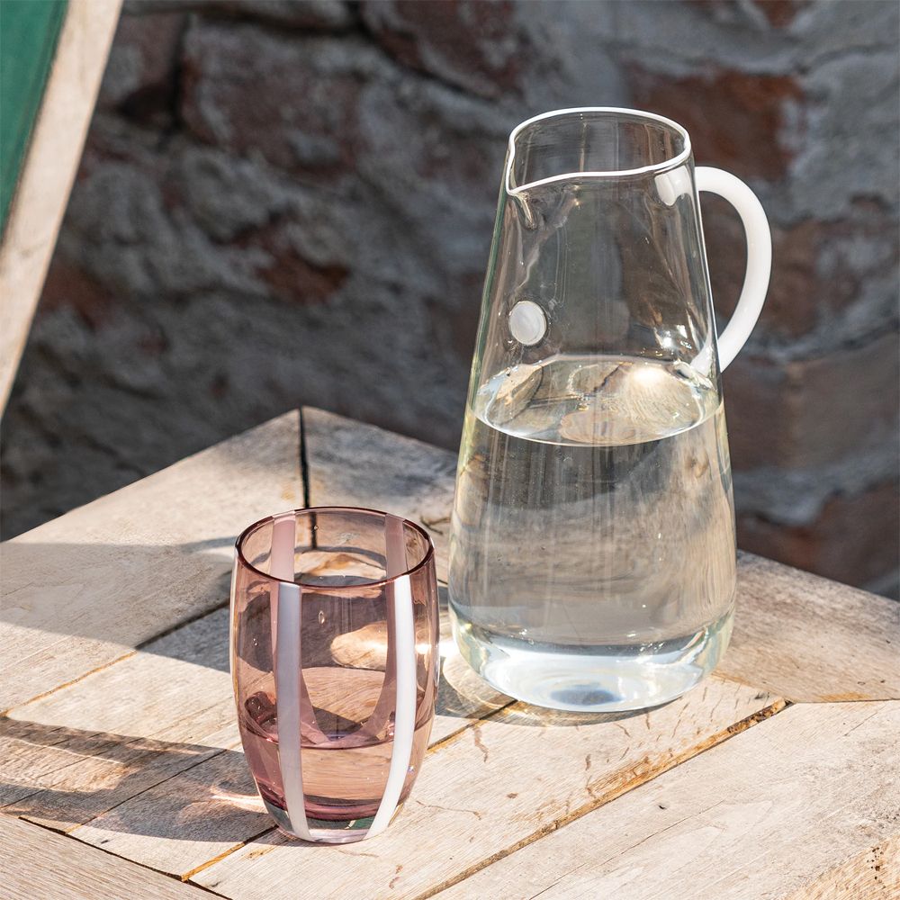 32 Cl Zafferano Gessato Bicchiere Acqua A Righe In Vetro Lavorato A Mano Set 6 Pezzi