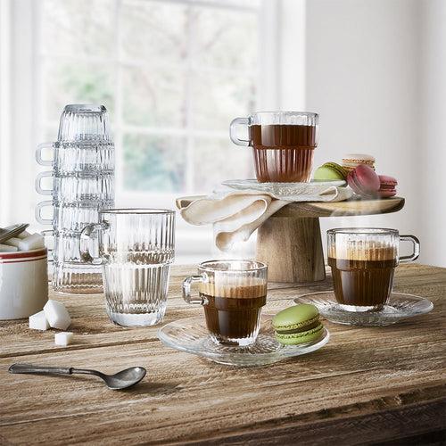 18.5 cl - Bormioli Rocco Barshine Double Espresso Tazza Cappuccino In Vetro Set 12 Pz