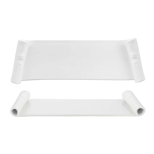 49x16 cm - Pergamena Piatto Presentazione Trapezioidale In Porcellana Set 2 Pz