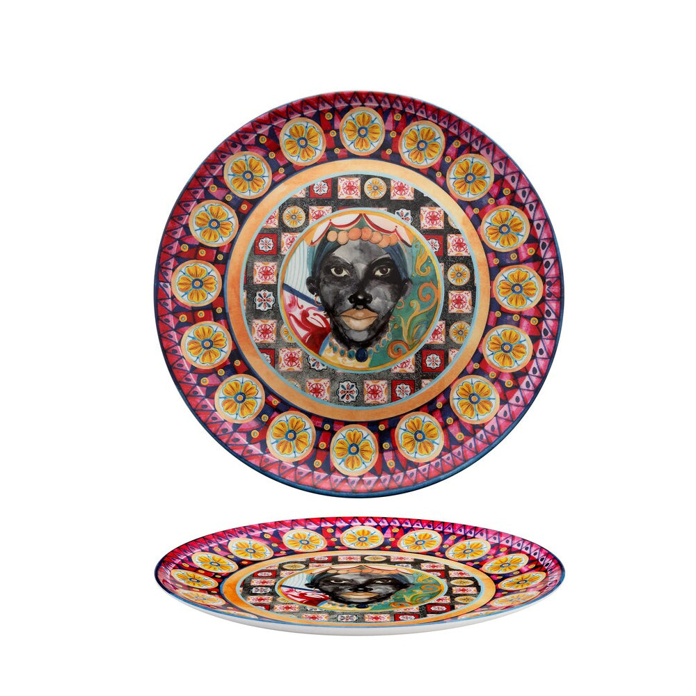 40 cm - Caltagirone Piatto Presentazione Vassoio Rotondo In Melamina