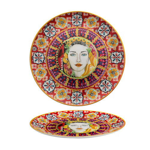 46 cm - Caltagirone Piatto Presentazione Vassoio Rotondo In Melamina