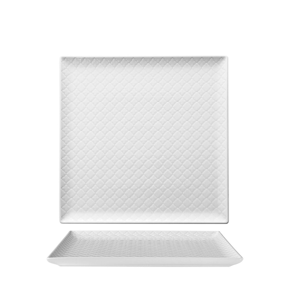 25.5X25.5 cm - Marrakesh Piatto Piano Quadrato Decorato In Porcellana Set 6 Pz