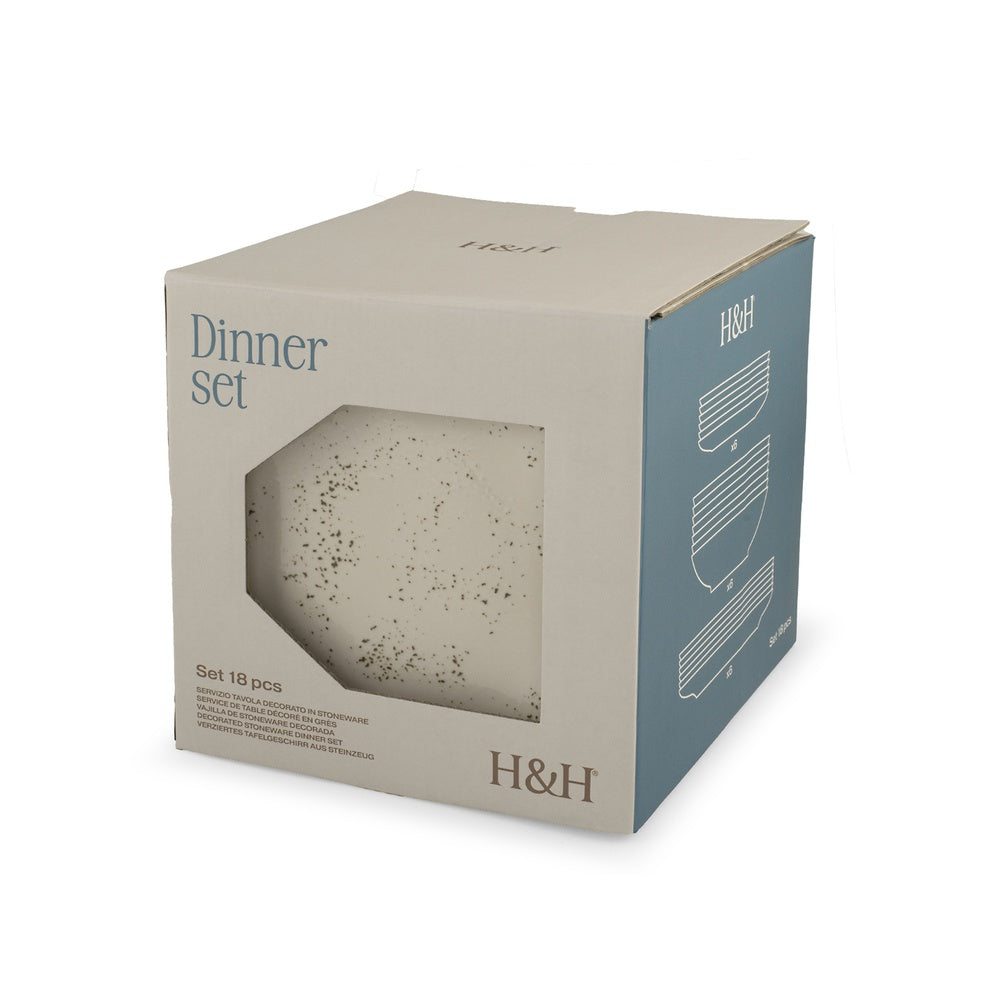 H&H Coupe Planet Servizio Piatti In Stoneware - Set 18 Pz