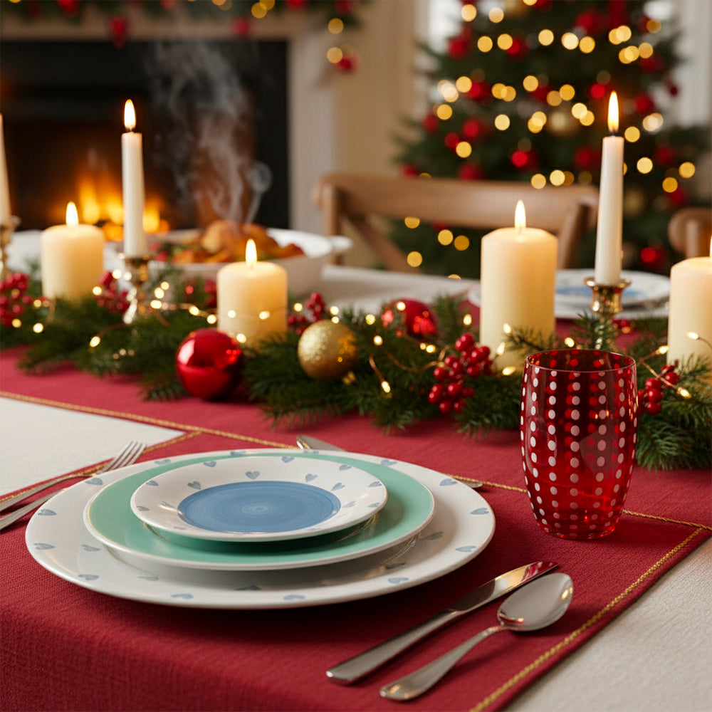 Verres Zafferano Perle (Rouge, 6 pièces) + Service de Table Tognana en Grès (18 pièces)