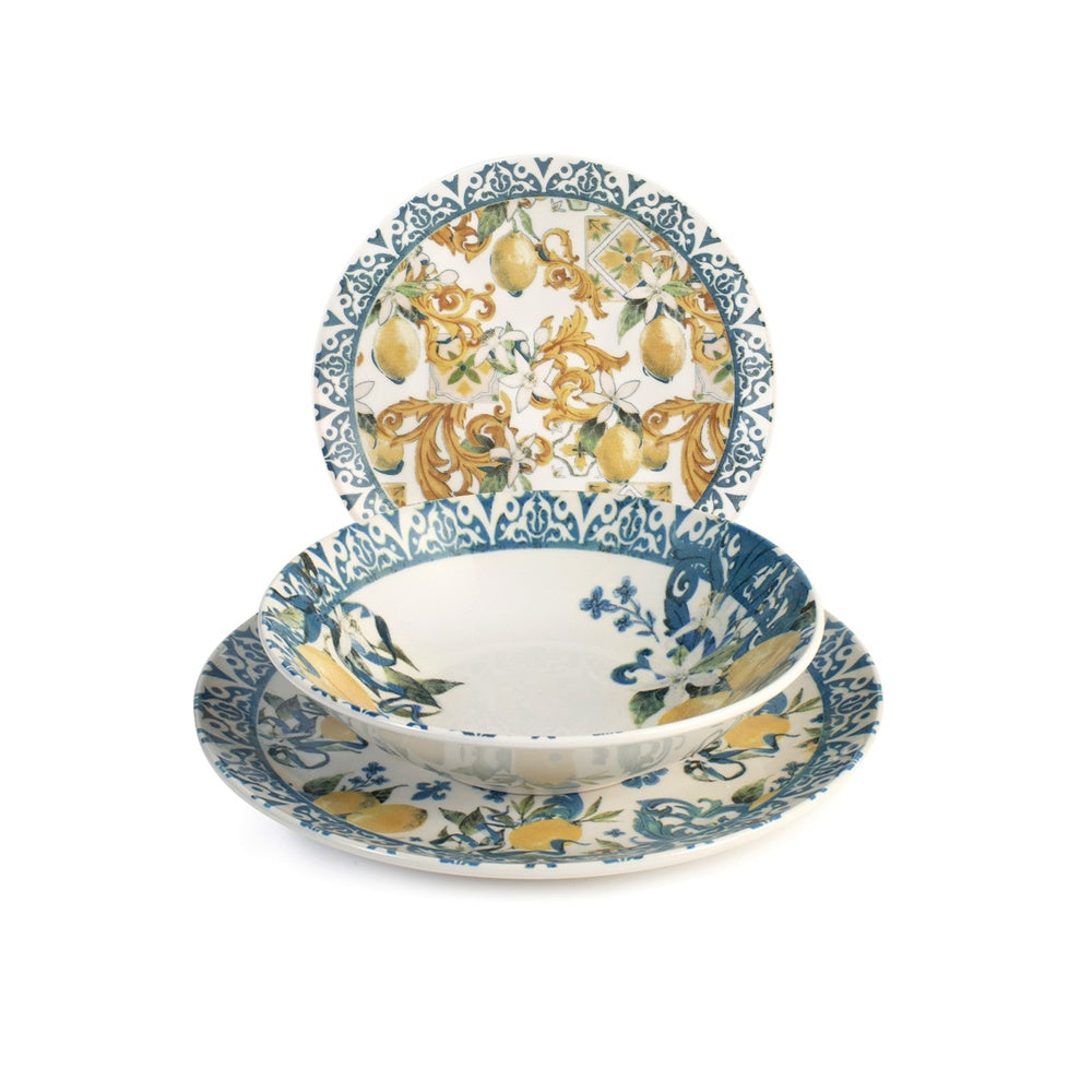 H&H Coupe Sicily Servizio Piatti In Stoneware - Set 18 Pz