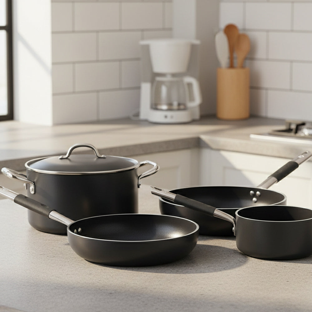 Non-Stick Cookware Set + Deep Frying Pan AlBlack