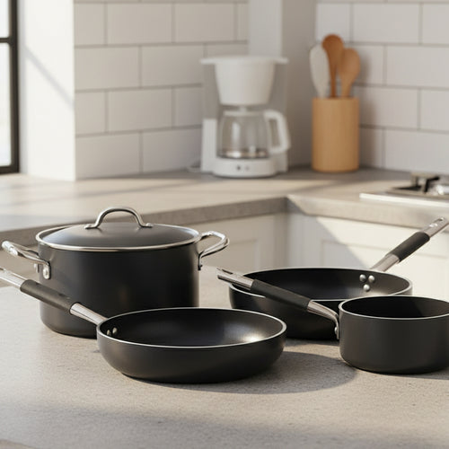 Non-Stick Cookware Set + Deep Frying Pan AlBlack