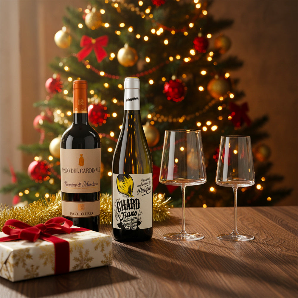 Set de Verres à Vin Blanc & Rouge + Primitivo di Manduria + Fiano Puglia IGT