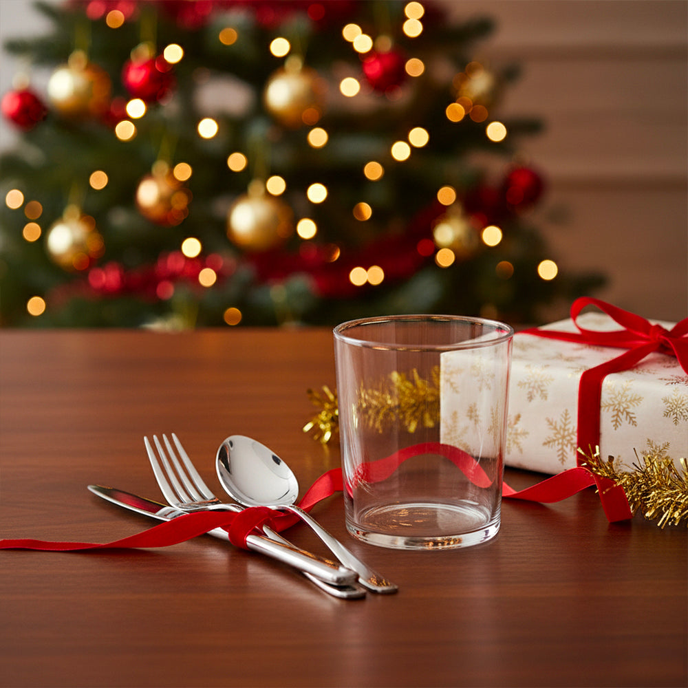 Service de Couverts en Acier Inoxydable 24 pièces + Verres à Eau 6 pièces