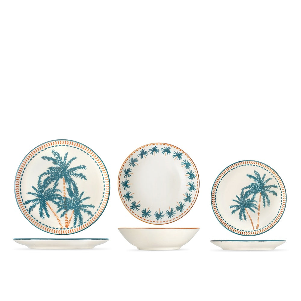 H&H Haiti Servizio Piatti In Stoneware - Set 18 Pz