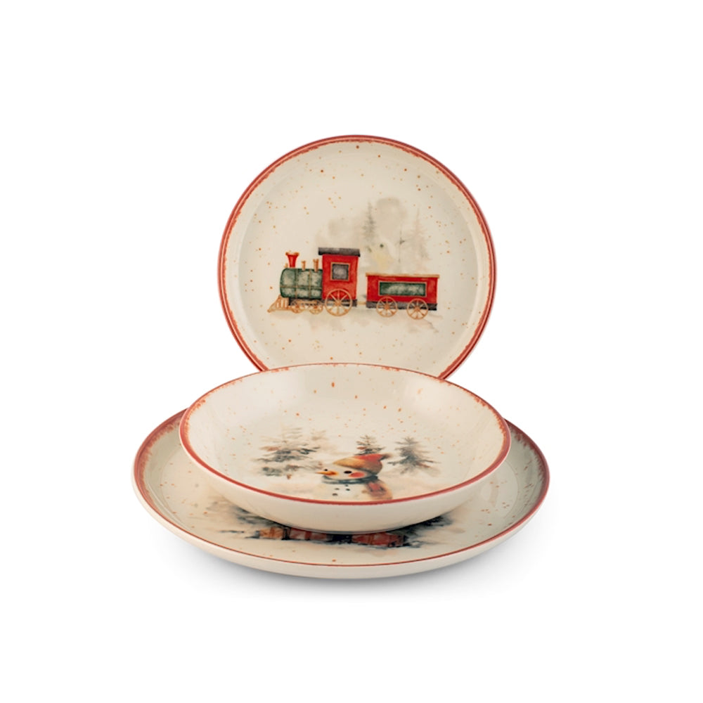 H&H Nordic Santa Express Servizio Piatti In Stoneware Set 18 Pz