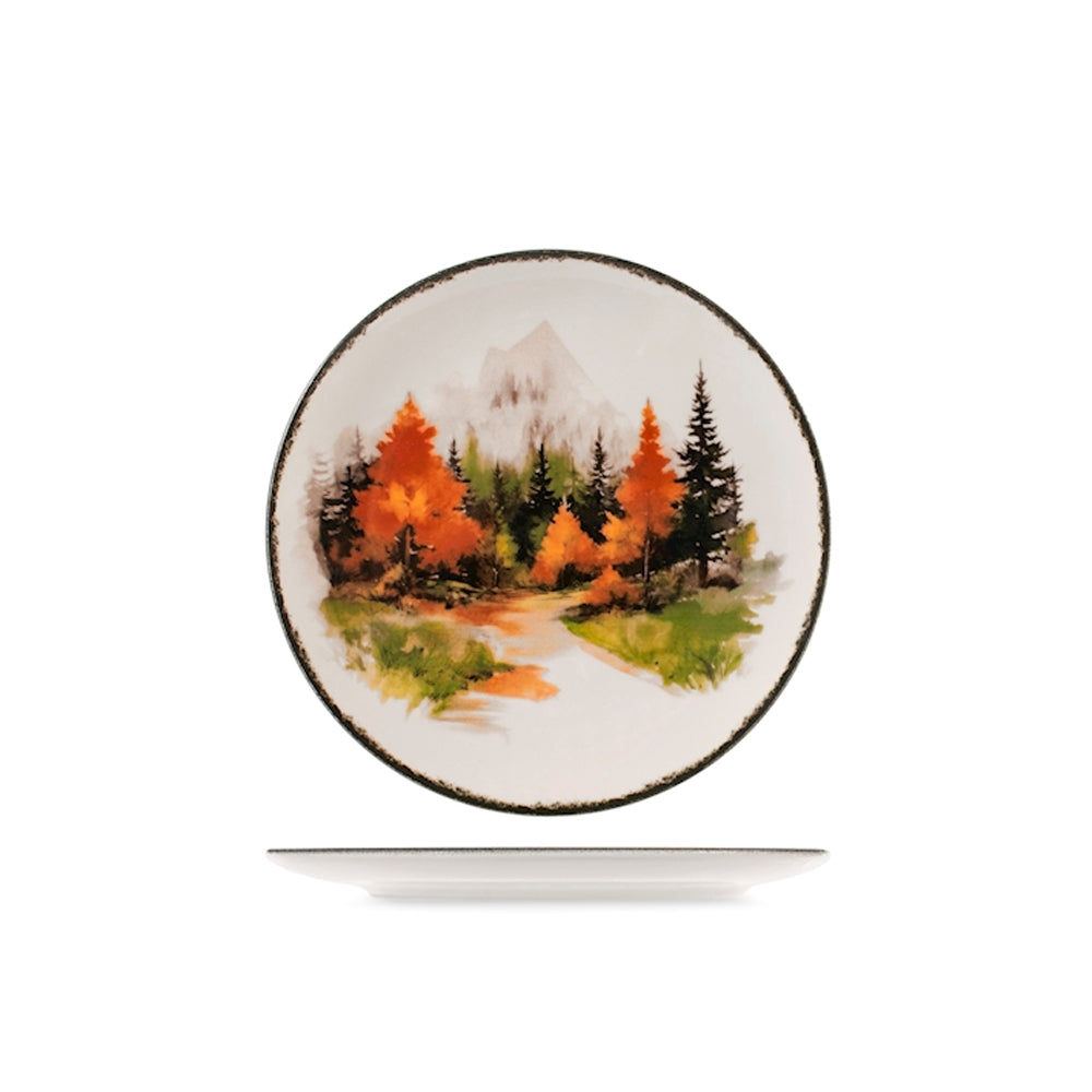 H&H Golden Woods Servizio Piatti Decoro Natalizio In Stoneware Set 18 Pz