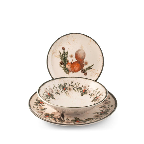 H&H Coup Nordic Garland Servizio Piatti In Stoneware Set 18 Pz