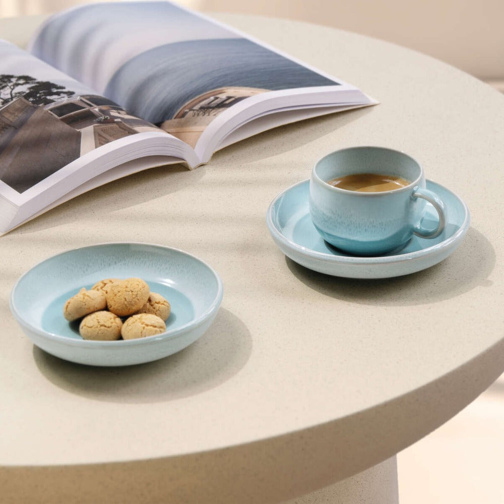 12 cm - Villeroy & Boch Perlemor Aqua Piattino Tazzina Caffè In Porcellana Premium - Set 6 Pz