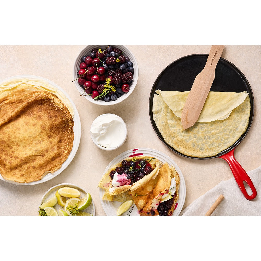 27 cm - Crepiera Rotonda In Ghisa Con Spatola In Legno